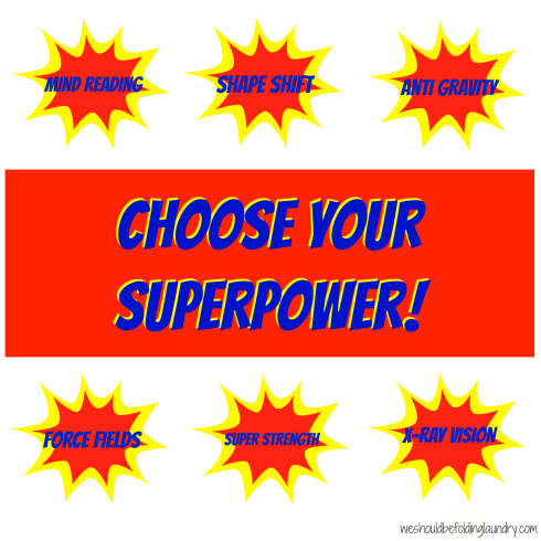 Super power food table labels